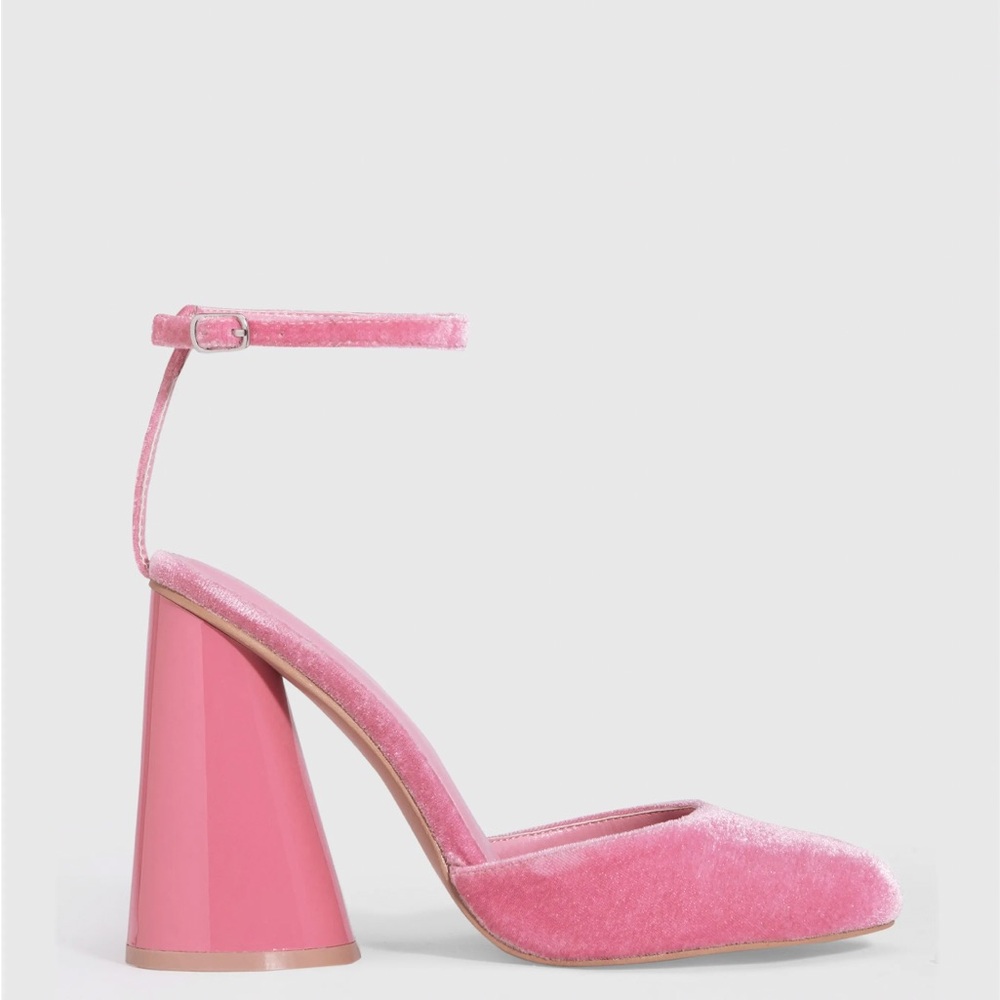 Brand new pink velvet chunky heeled cider shoes